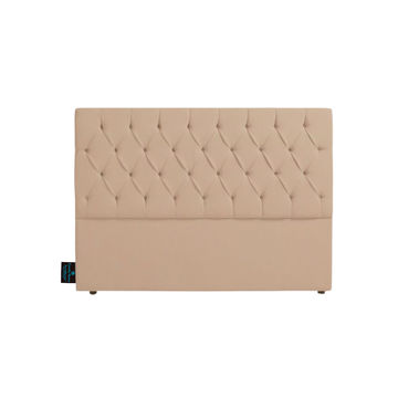 Alia Deep Buttoned Headboboard- Beige  - Double