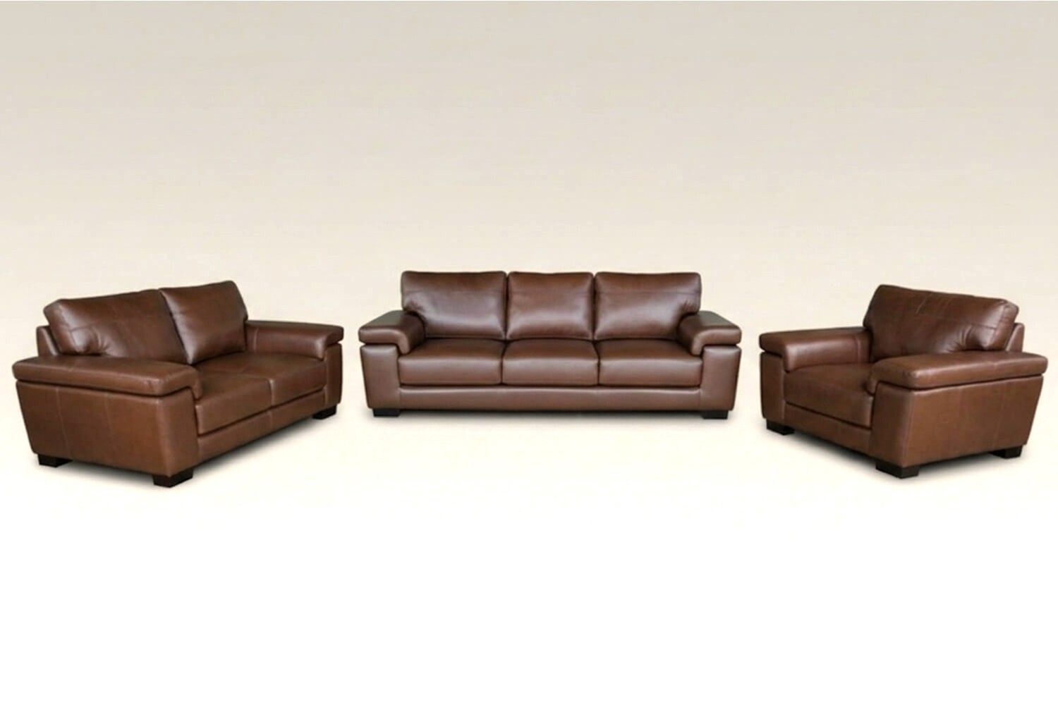 Life Genuine Leather Lounge Set 3-Piece (x1 1-Seater x1 2-Seater x1 3-Seater Sofa -Vintage Cigar)