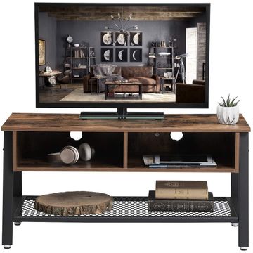 Lifespace Living Room Industrial Style Brown Wood Metal TV Stand Cabinet