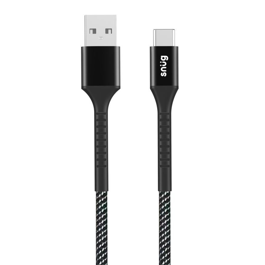 Snug Nylon Braid TypeC/USB 10W 1.2M Cable-Black/Silver