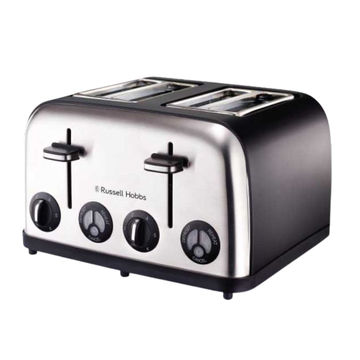 13976 RUSSELL HOBBS STAINLESS STEEL 4 SLICE TOASTER 1750W Cancel/reheat/defrost functions