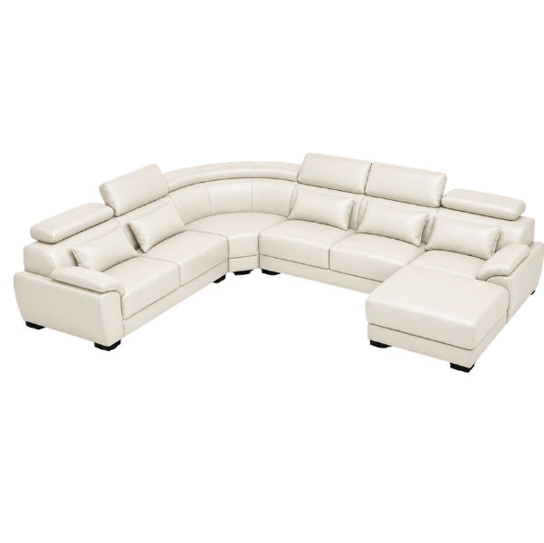 Claude U Shaped Corner Sectional Sofa-Bonded Leather White