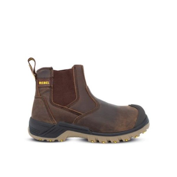 Rebel Crazy Horse Brown Safety Boot - UK4