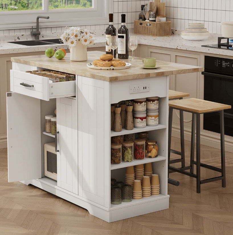GreenLine Interiors Tassie Kitchen island White and Pine
