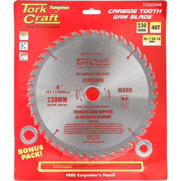 Tork Craft - Blade - 230mm x 40T - 30mm x 20mm x 16mm x 1mm - 2 Pack