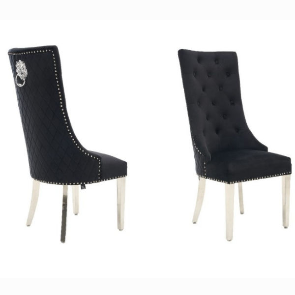 Paula High Back Dining Chairs Black/Silver
