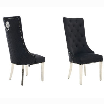 Paula High Back Dining Chairs Black/Silver