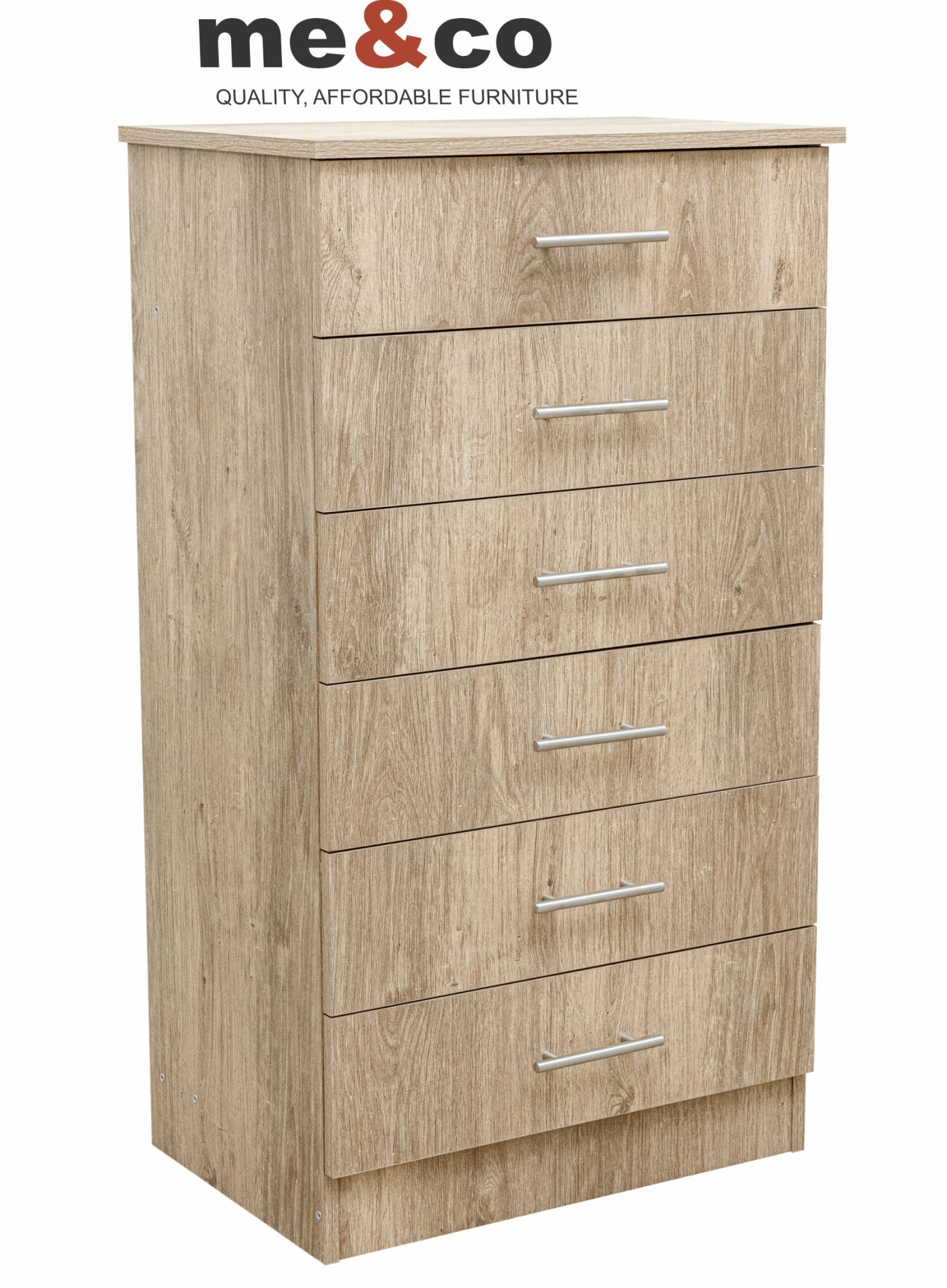 Lagos Six Drawer Chest of Drawers - Oak
