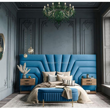 Isadora Overlap Headboard Queen -Sky Blue