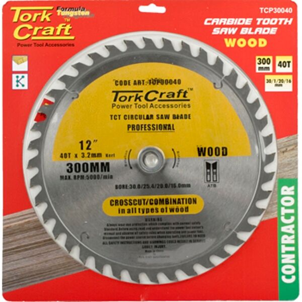 Blade Contractor 300 X 40T 30/1/20/16 Circular Saw Tct