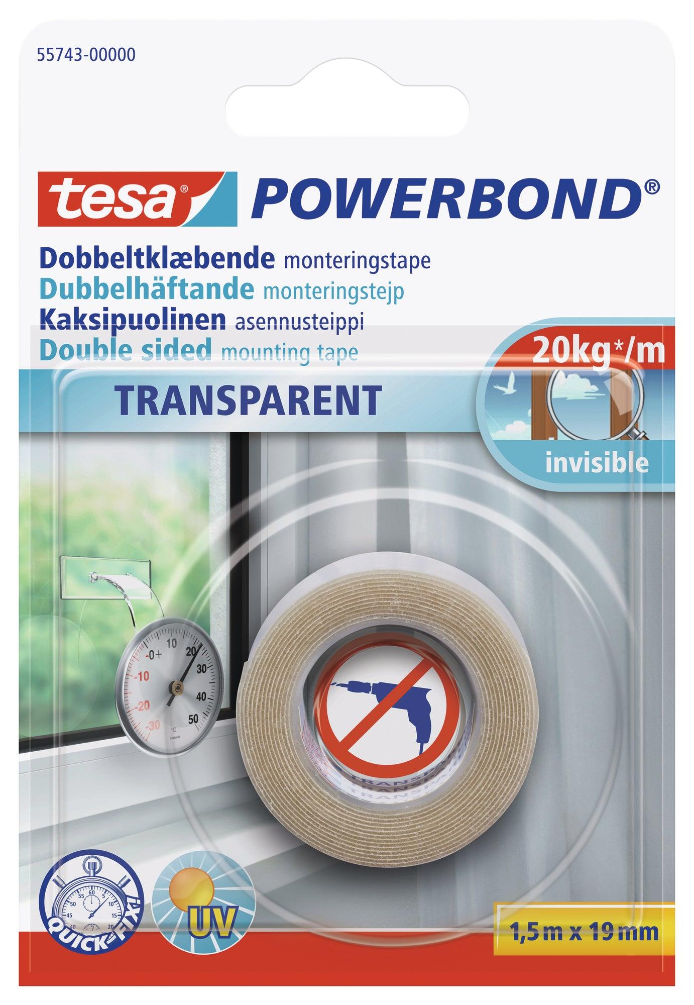 TESA Powerbond Mounting Tape Transparent 1.5m x 19mm