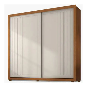 Versalles Slatted Wardrobe with 2 Sliding Door-Cinnamon Sand  Drawers