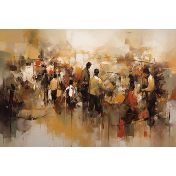 Canvas Wall Art - Earthy Tones and Energetic Brushstrokes - A1042 - [120 x 80 cm]
