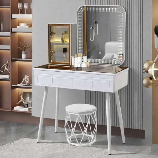 Myla Luxury Vanity Table Set Square LED Touch Mirror
