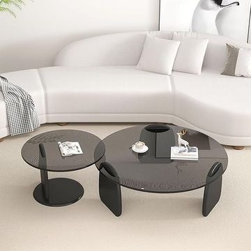 Nubia Tempered Glass Nesting Coffee Table-Black