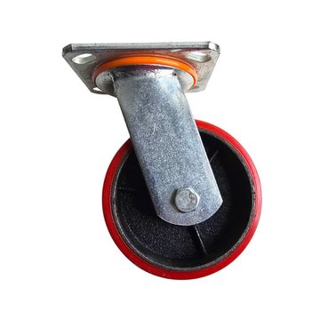 Heavy Duty Nylon Trolley Wheel - Castor Wheel 125mm - Swivel - Galvanised Steel Plate