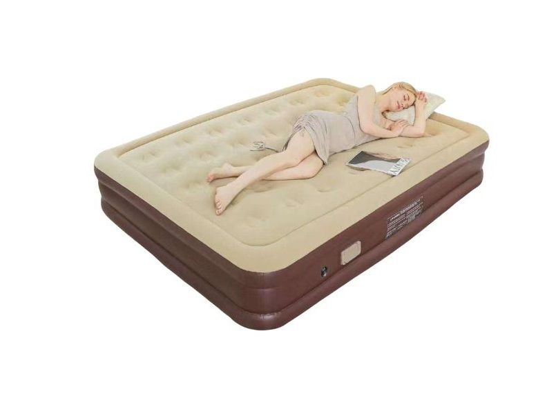 Inflatable Double Bed with Pump-Brown