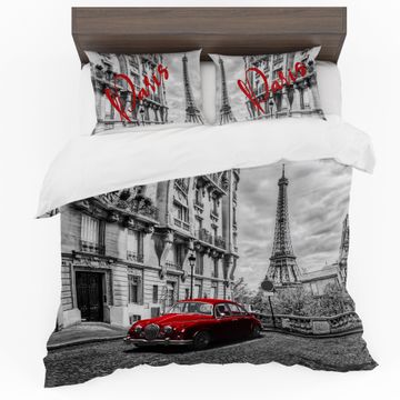Black and White Paris Duvet Cover Set King