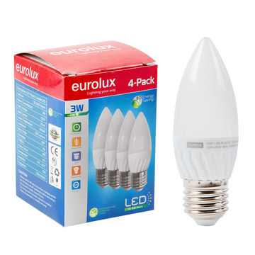 Eurolux - LED - Candle - Opal - E27 - 5w -Warm White - 4Piece