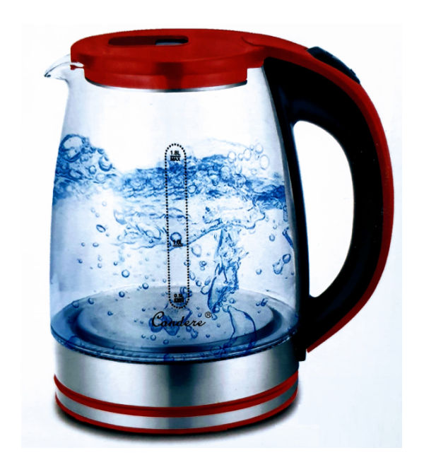 Cordless Electric Glass Kettle 2 Litre - Red