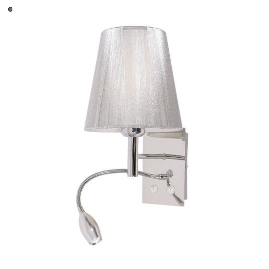 Polished Chrome Wall Fitting with Gooseneck Arm for LED and Switch