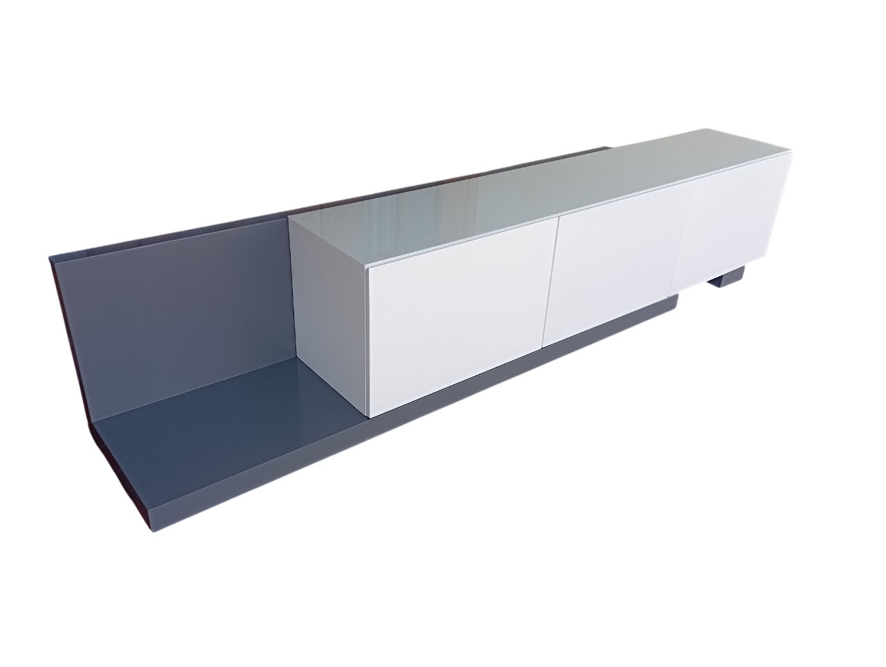 Teddy-George Tv stand - White/Light grey on Dark Grey