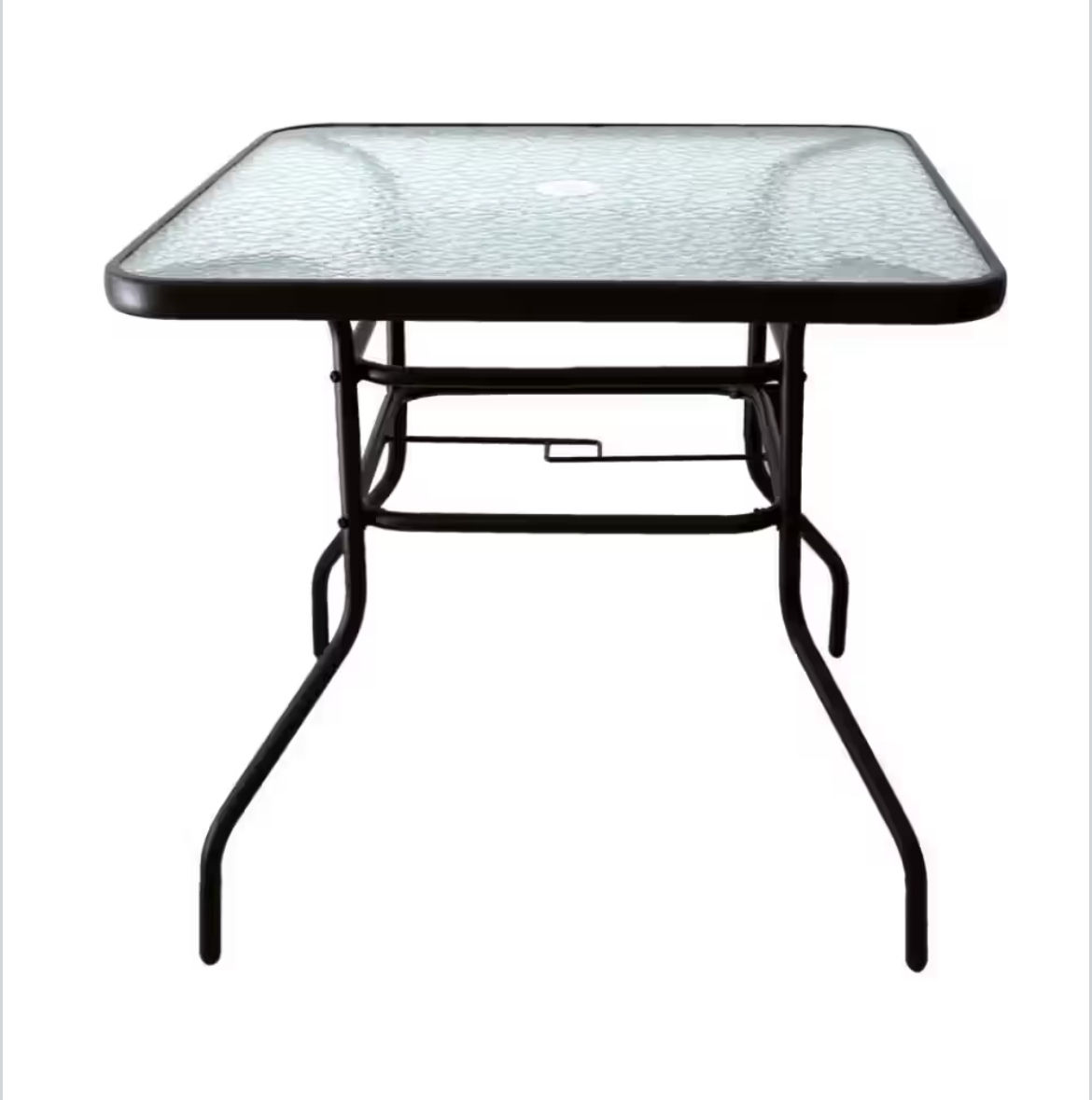 Tempered Glass Outdoor Patio Dining Table with Umbrella Hole