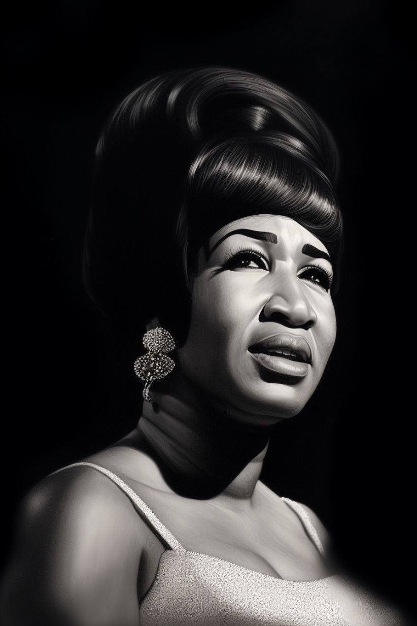Canvas Wall Art - Light Sketch Aretha Franklin light Sketch - A1534 - [120 x 80 cm]