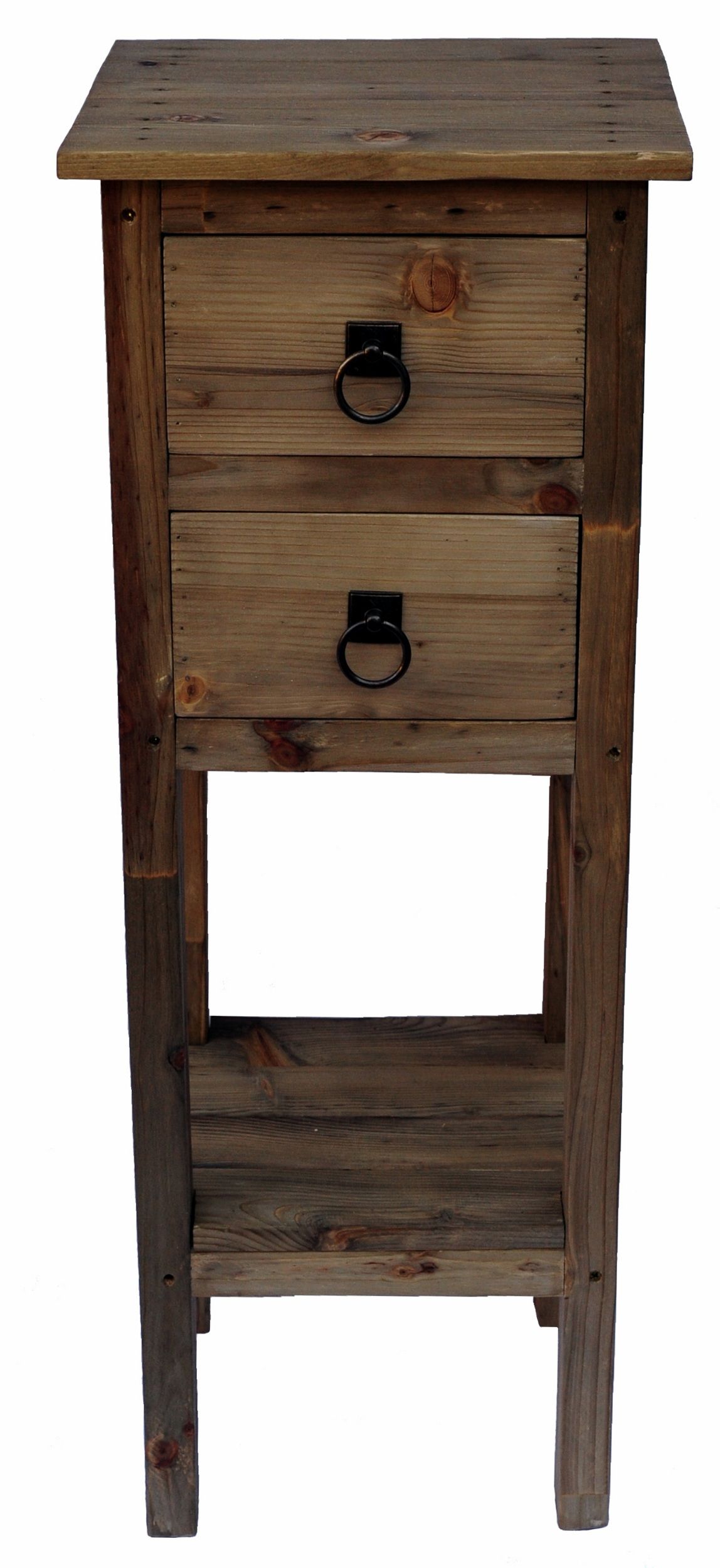 Ngoni2 Classic Tall Slim Accent Table with 2 Drawers & Shelf Stand
