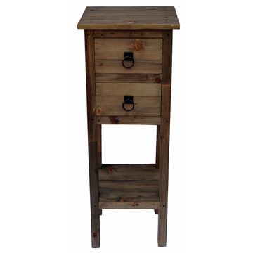 Ngoni2 Classic Tall Slim Accent Table with 2 Drawers & Shelf Stand