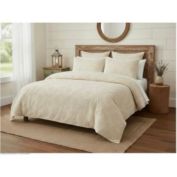 Luxury Printed 5 Piece Comforter Set - Cream White - Queen/King