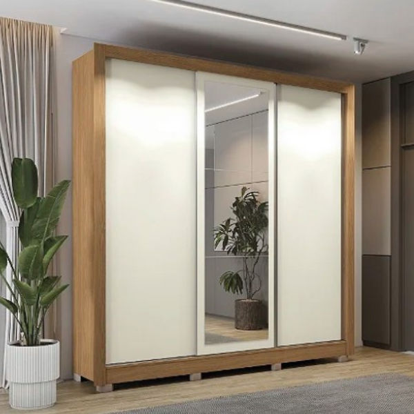 Estrada 3 Door Reversable Sliding Wardrobe Cinnamon/Off White