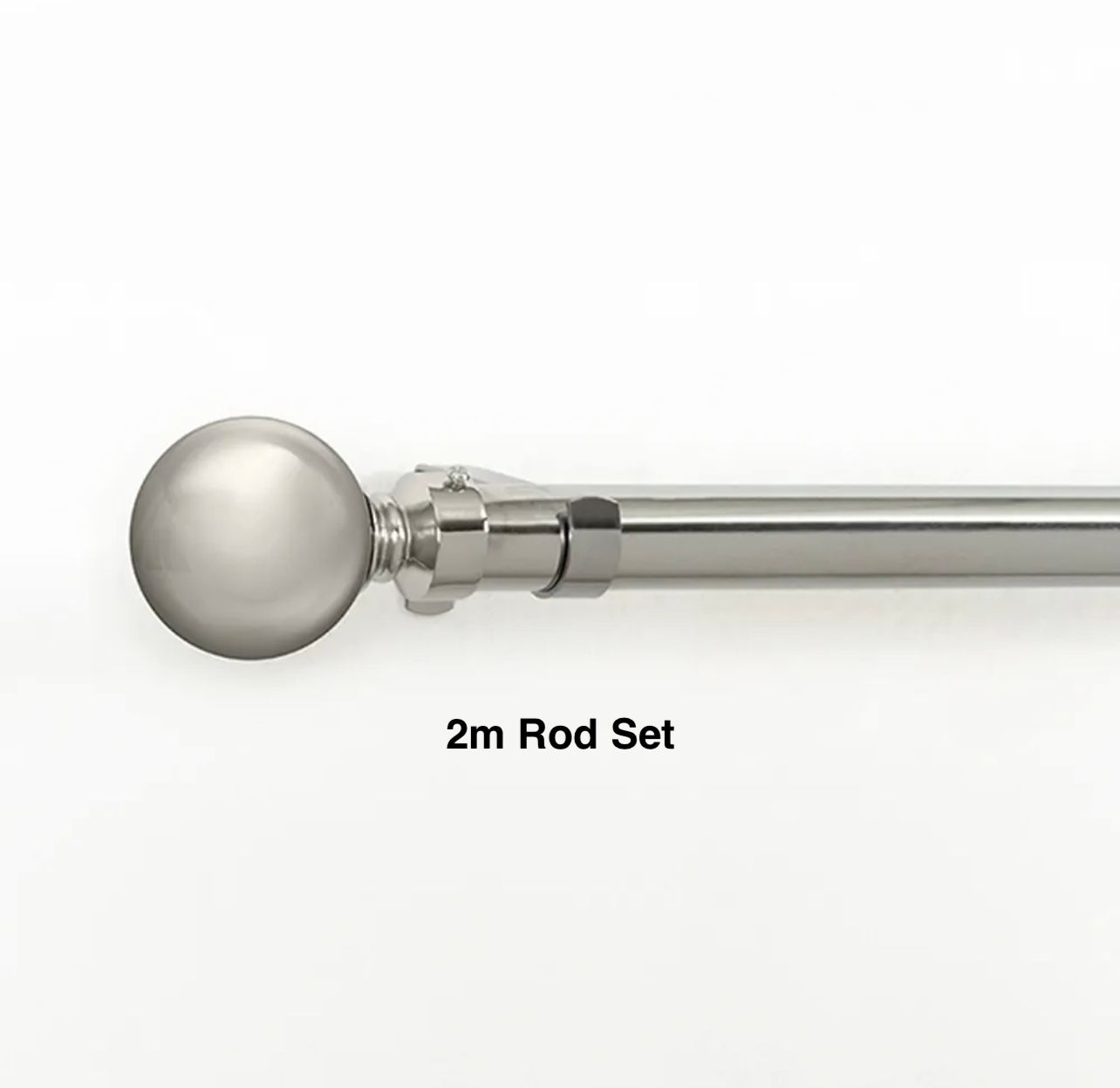 Silver Single Curtain Rod Set -Ball Finial 2m