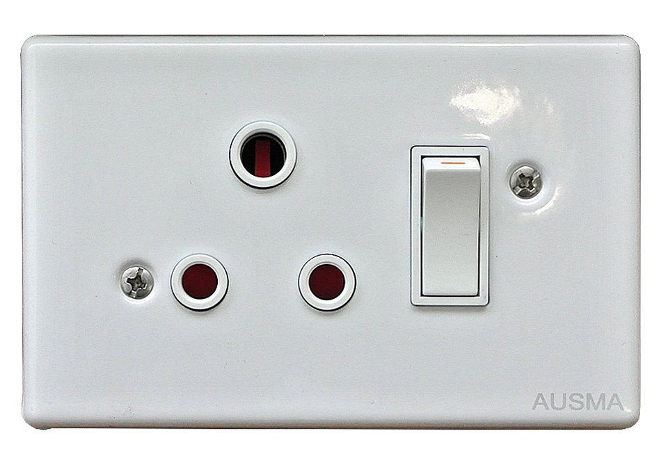 Switch wall socket single 4x2 (steel cover white)