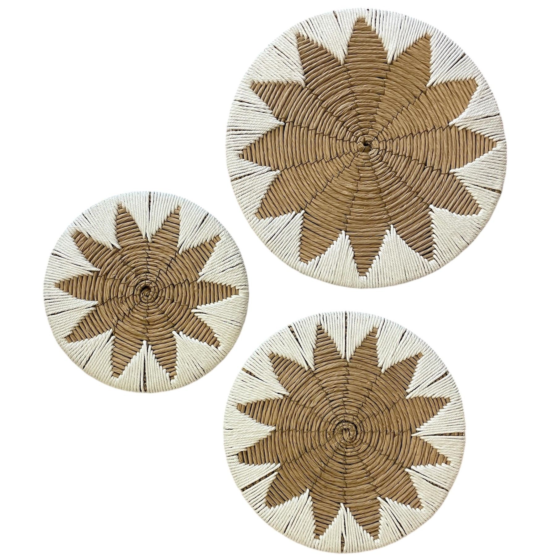 3 Piece Straw Wall Decor Basket Set