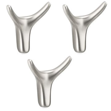 3 Pack Metal Horn Towel Coat Wall Hooks - Silver