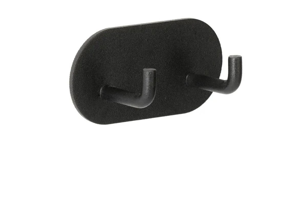 Double Hook, Self Adhesive Tape, Black (4 pack) BY WOODLY