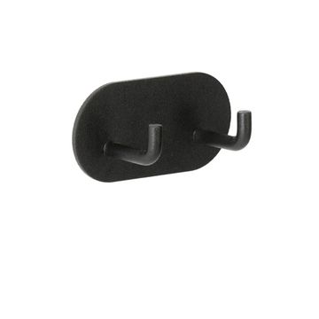 Double Hook, Self Adhesive Tape, Black (4 pack) BY WOODLY
