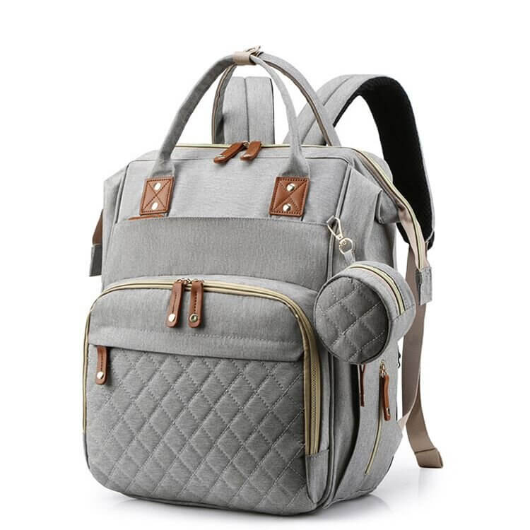 Multi-Functional Baby Diaper Bag & Bed - Light Grey