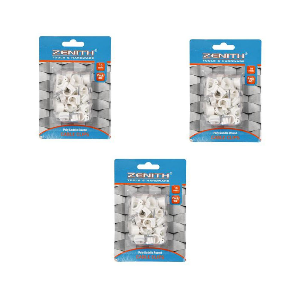 Cable-clips p/saddle rnd 10mm 40x znth 3 Packs