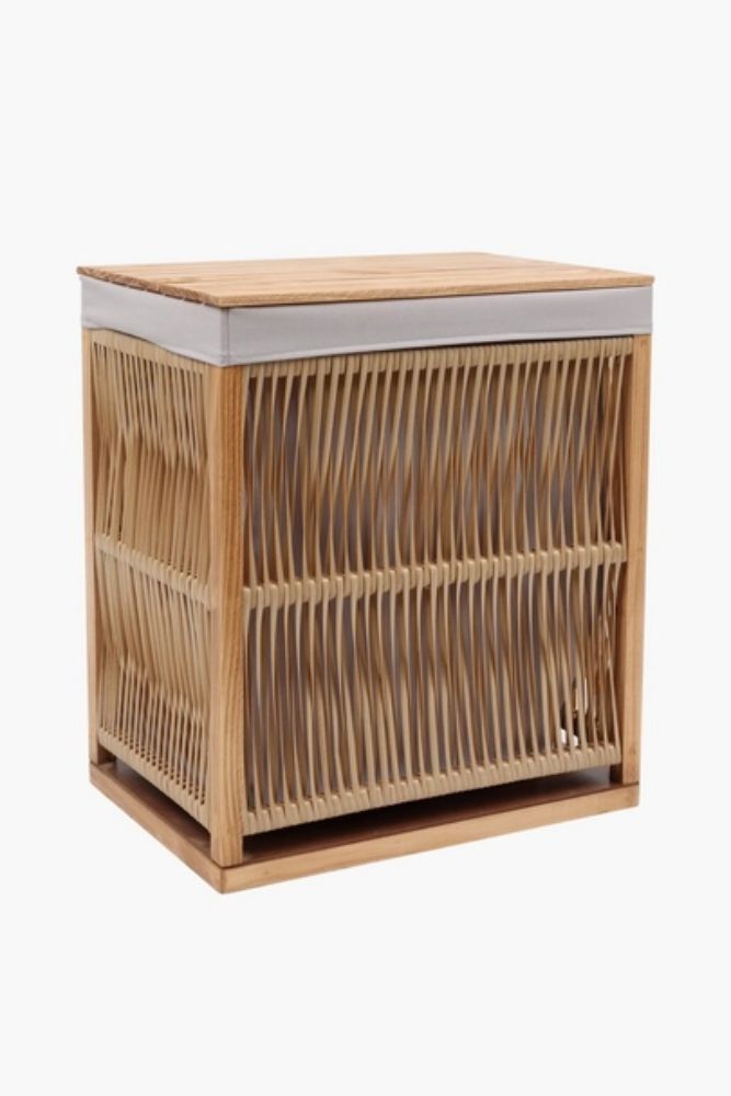 UGANDA LAUNDRY BASKET Rustic Wooden Laundry Basket with Lid & Tray