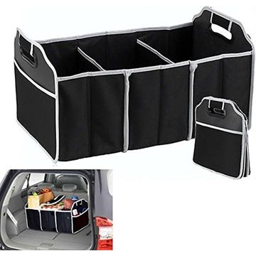 2 in 1 Car Collapsible Trunk Organizer and Cooler Set - The three-section car-trunk organizer storage