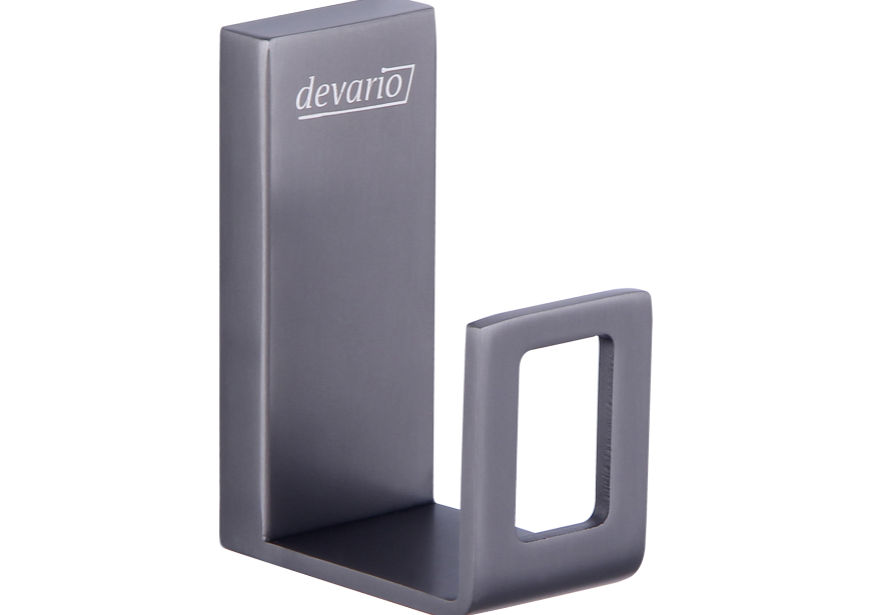 Devario Premio Robe Hook Square -Gun Metal Grey