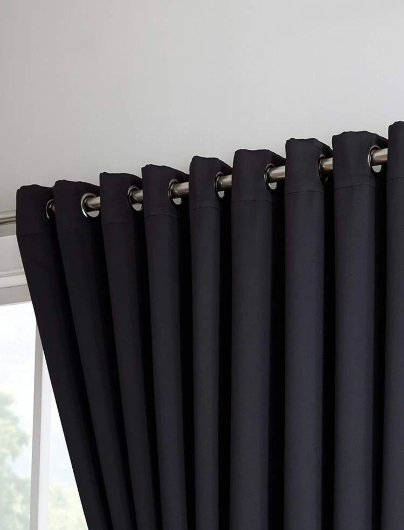 100% Blockout Black Eyelet Curtain 250 Cm Width x 240 Cm Length