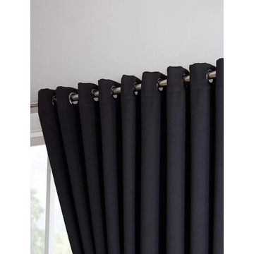 100% Blockout Black Eyelet Curtain 250 Cm Width x 240 Cm Length
