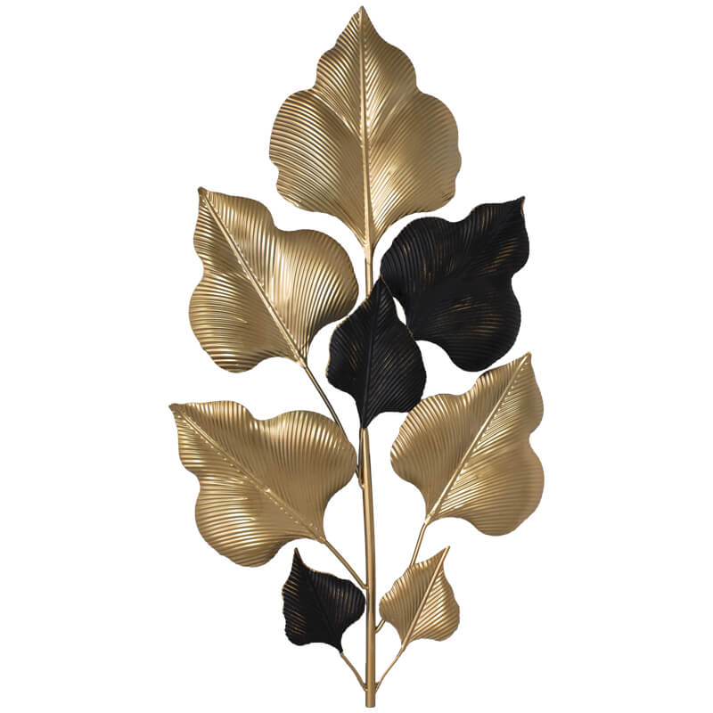 Gold & Black Metal Leaves Wall Art