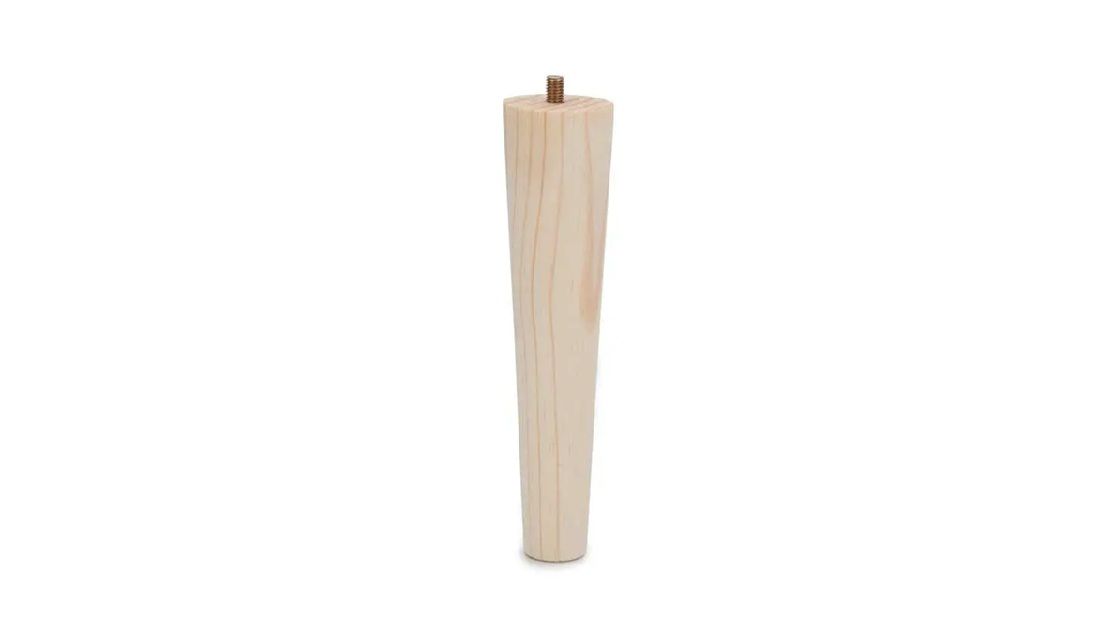 Cone Leg with M8 Bolt, H150mm x 45mm x 25mm, Raw Pine (4 Pack) BY WOODLY