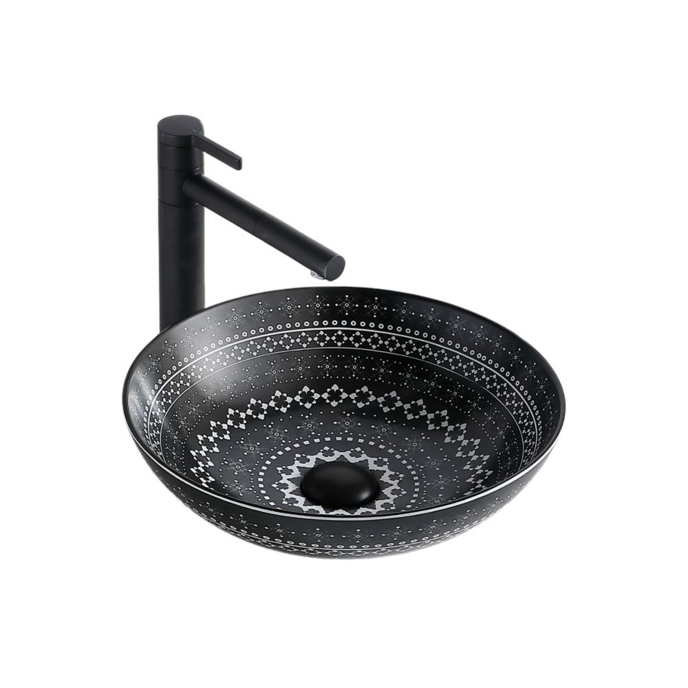 Counter top Ceramic Basin / table top - Azalea - Gloss Black Art