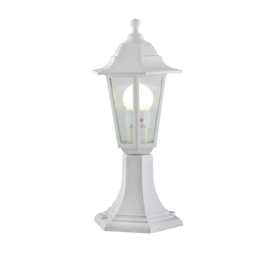 Plastic Lantern 6 Panel Pedestal White