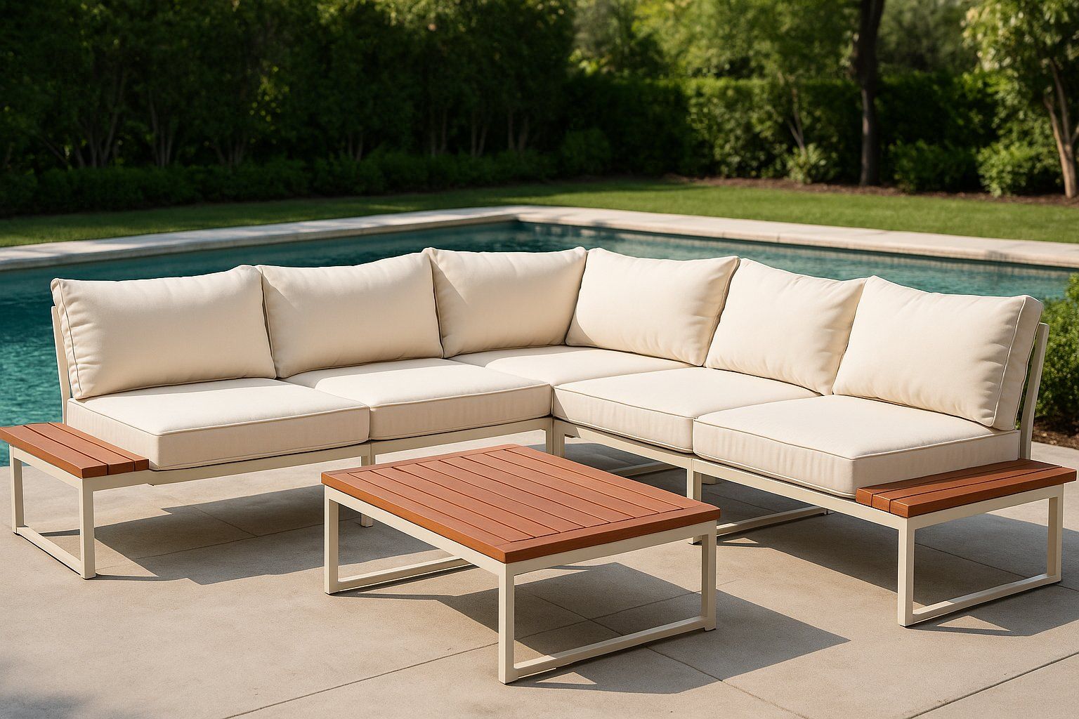 IG Furn- Modern Outdoor Corner Patio Lounge Set White